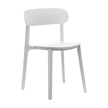 Flash Furniture Dover Indoor-Outdoor Stacking Patio Chair w/Curved Backrest, All-Weather Resin Chair in White DHF-340-APP-WH-GG