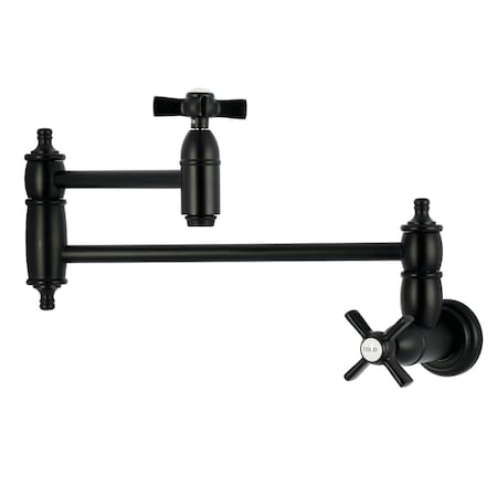 Kingston Brass Wall Mount Pot Filler Faucet, Matte Black KS3100ZX