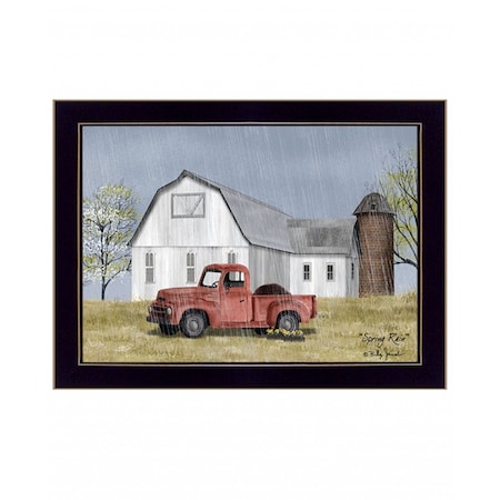 Homeroots Spring Rain 1 Black Framed Print Wall Art 416091