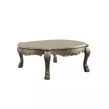 Homeroots 54" Gold and Bone Wood Coffee Table 490543
