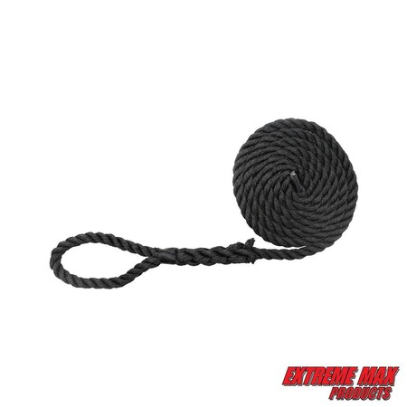 Extreme Max 3006.2807 BoatTector Twisted Nylon Fender Line Value 2-Pack - 1/4" x 6', Black 3006.2807