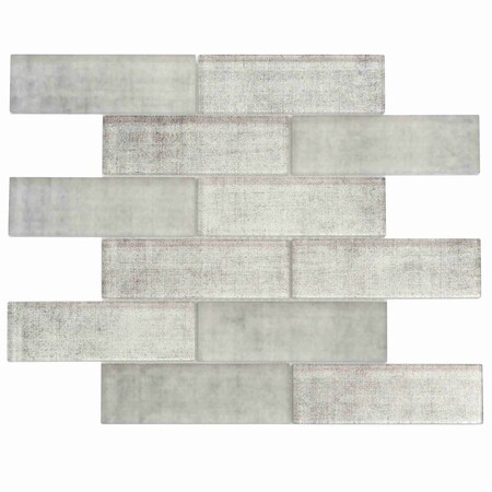 Apollo Tile Gray 11.8 in x 11.8 in Glass Glossy Floor and Wall Subway 4.83 sqft/case, 5PK APLSRA8807A