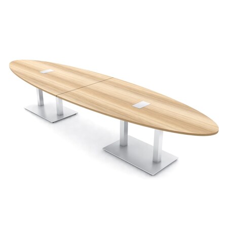 Skutchi Designs Oval Conference Table With Power Unit, 48 in W, 168 in L, Brown HAR-OVL-48X168-DOU-K525-ESIL