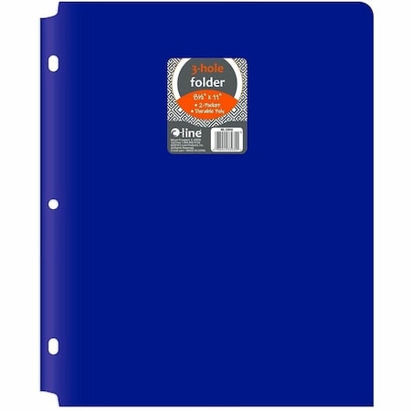 C-Line Products Two-Pocket Heavyweight Poly Portfolio Folder with Three-Hole Punch, Blue, 25PK 33935