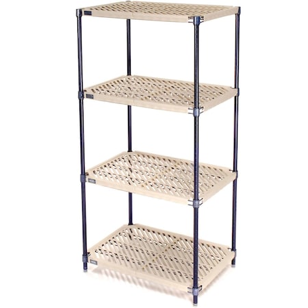 Global Industrial Nexel Nexelite 4 Shelf, Vented Plastic Mat Shelving Unit, Starter, 42"W x 24"D x 54"H 331455N