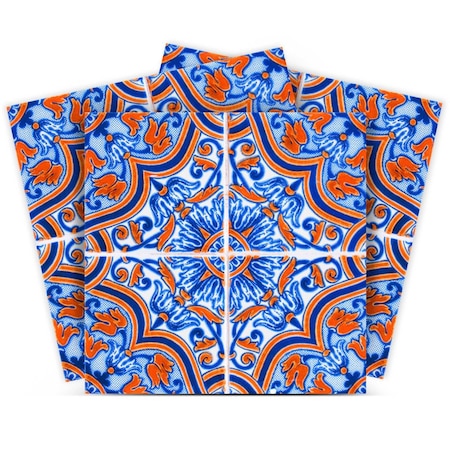 Homeroots 7" X 7" Blue Rust Zio Removable Peel and Stick Tiles 400243
