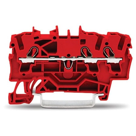Wago Terminal Block, 2.33" L, 1.55" W, 800V, Red 2002-1303