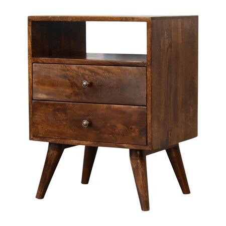 Homeroots 22" Chestnut Solid Wood Two Drawer Nightstand 722570