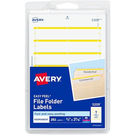Avery Dennison Label, File, Folder, Yellow, PK252 05209
