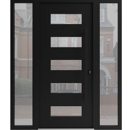Vdomdoors Aluminum Door Iron 0255 Black Entry Steel Metal Classic Painted 60 x 80 (12+36+12 x 80)-Right Inswi IRON0255EXD-BLK-W12+36+12xH80-RH-I