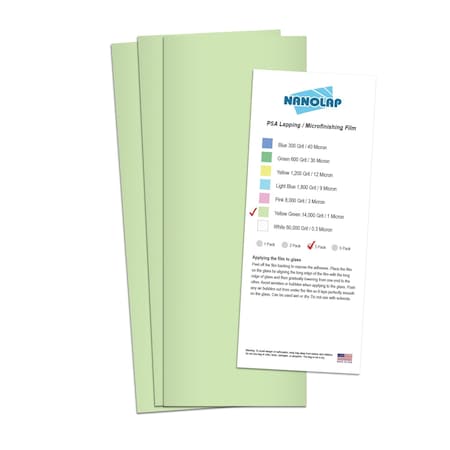Nanolap PSA Lapping Film, 3 Pc 1 Micron (14,000 Grit), 4-0.25 in x 11 in Microfinishing Fine Sanding Paper 61546N