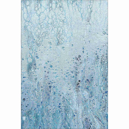 Homeroots 5' X 8' Light Blue And Ivory Abstract Washable Indoor Outdoor Area Rug 643548