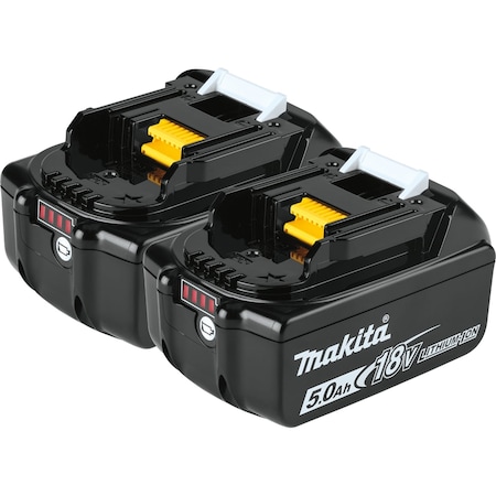 Makita BATTERY, 18 VOLTAGE RATING, LITHIUM-ION BATTERY TYPE, 5.0 AH BATTERY CAPACITY BL1850B-2