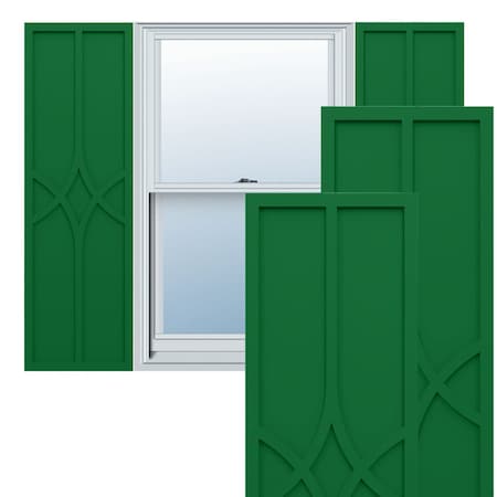 Ekena Millwork True Fit PVC Cedar Park Fixed Mount Shutters, Viridian Green, 15W x 47H, PR TFP001CP15X047HG