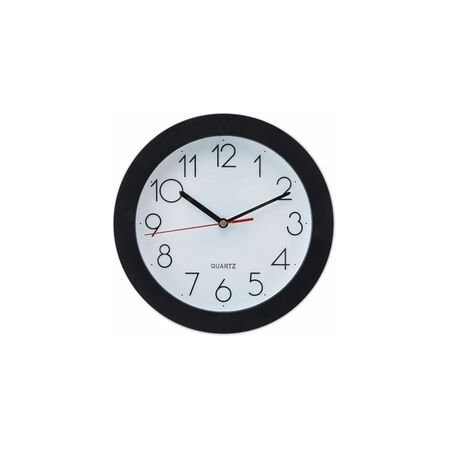 Universal Round Wall Clock, Black, 9-3/4" UNV10421