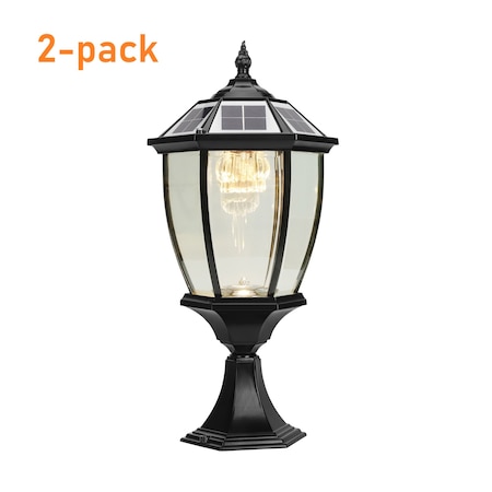 Techko Solar Vintage Pillar Light with Remote , 2PK SHL-909-1 (2-pack)