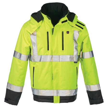 Jj Keller High Visibility Heated Safety Bomber Jacket with Battery, Hi-Vis Waterproof, Large 76284