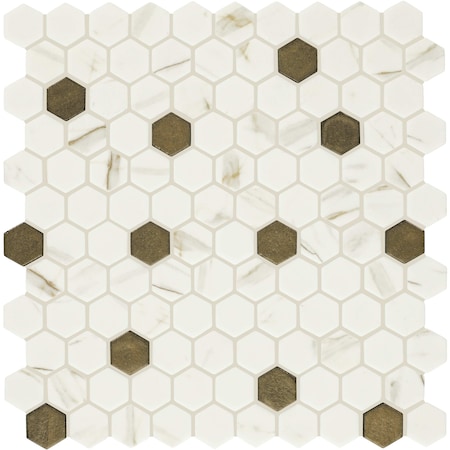 Daltile Uptown Glass 1in Hexagon Mosaic, 16.92 SQFT Per Carton, 18PK UP271HEXMS1P