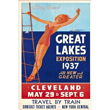 Homeroots 24" X 36" Great Lakes 1937 Vintage Travel Poster Wall Art 394291