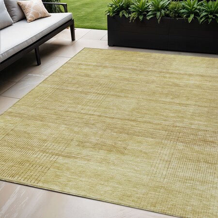 Homeroots 5' X 8' Gold Wheat And Beige Striped Washable Indoor Outdoor Area Rug 588083