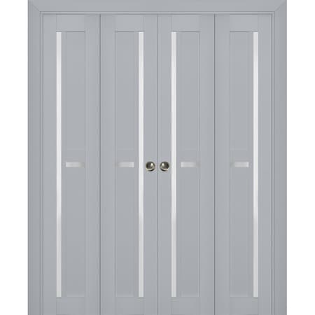 Sartodoors Sliding Closet Double Bi-fold Doors Grey Solid Core Modern Interior VEREGIO7288DBF-GRE-72 x 96 (4* 18x96)
