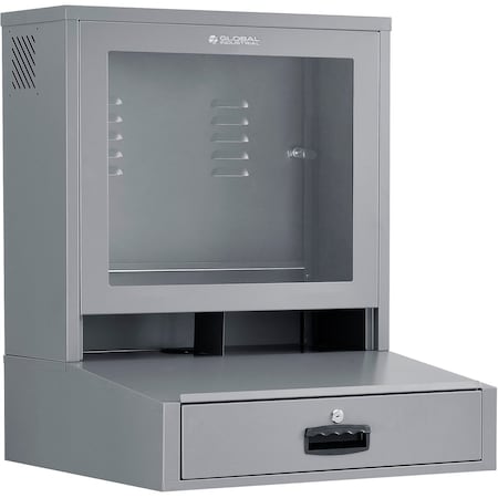 Global Industrial Countertop LCD Computer Cabinet, Dark Gray 239114DG