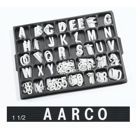 Aarco Universal Single Tab Changeable Letters, 1 1/2'' Helvetica Style Typeface, 276 Characters per Set HFD1.5