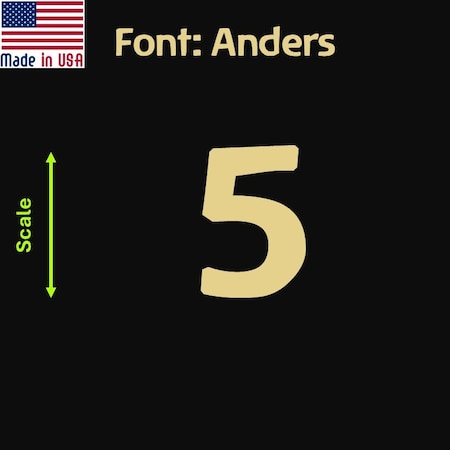 Aacc Self-Adhesive Vinyl Number: 5, Size: 5 in. Color: Gold Font: Anders, 24PK AACC-Anders-N5-Gold-I5x24