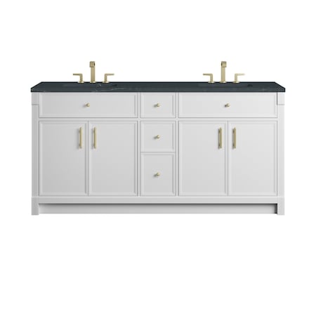 James Martin Vanities Bellshire 72" Double Vanity, Bright White w/ 3 CM Charcoal Soapstone Silestone Top 660-V72-BW-3CSP