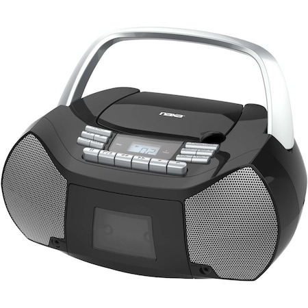 Naxa Electronics Naxa Portable CD/Cassette Boombox - 1 x Disc - 2.40 W - Silver, Black - CD-DA - Auxiliary Input NPB-268