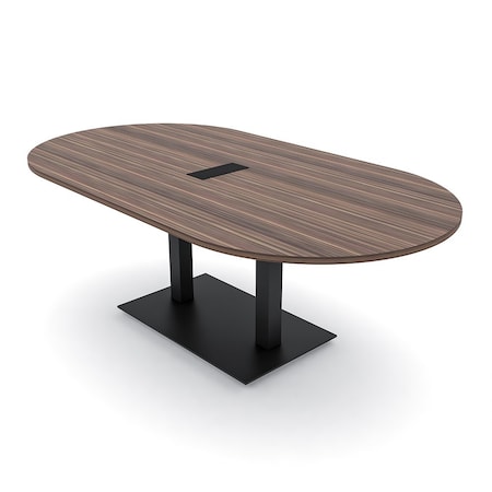 Skutchi Designs Racetrack Conference Table With Power, 48 in W, 84 in L, Brown HAR-RAC-48X84-DOU.BK-H3041-EBLK