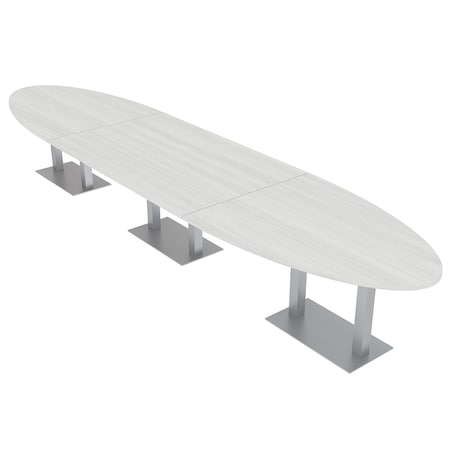 Skutchi Designs Oval Conference Table With Power Unit, 48 in W, 216 in L, White HAR-OVL-48X216-DOU-WA7976-NA