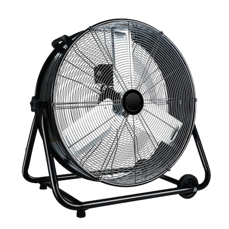 Edendirect 24 in 3-Speed Industrial Drum Fan in Black, with 360 Deg Adjustable Tilt, with Rolling Casters ZRHZTMY-FGD-24T-Black