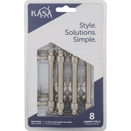 Hardware Resources KasaWare 4 Overall Length Beveled Edge Satin Nickel Bar Pull, 8PK K2083SN-8