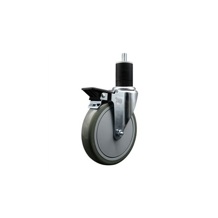 Service Caster 6'' Gray Poly Swivel 1-3/4'' Expanding Stem Caster with Brake SCC-EX20S614-PPUB-PLB-134