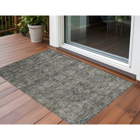 Homeroots 3' X 5' Brown and Black Oriental Washable Non Skid Indoor Outdoor Area Rug 563820