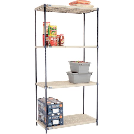 Global Industrial Nexel Nexelite 4 Shelf, Vented Plastic Mat Shelving Unit, Starter, 42"W x 21"D x 86"H 331783N