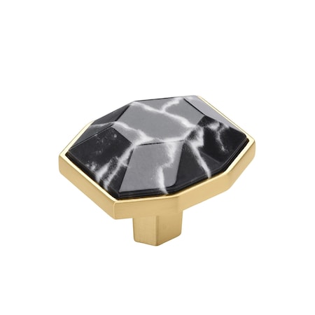 Amerock Carrione 1-5/8 inch 41mm Length Marble Black/Champagne Bronze Cabinet Knob BP36638MBKCZ