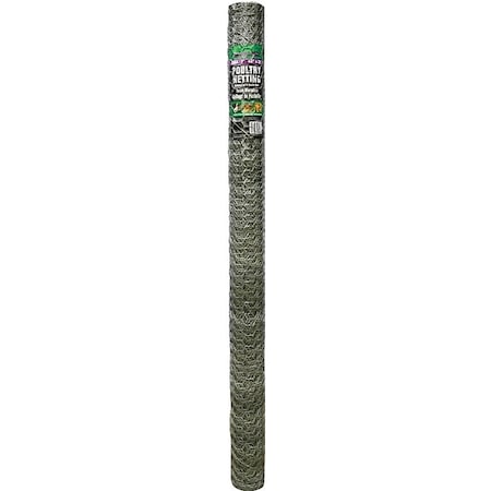 Jackson Wire 12 01 20 16 Poultry Hex Netting, 25 ft L, 48 in W, 20 Gauge, Hexagonal Mesh, 1 in Mesh, Galvanized 12012016