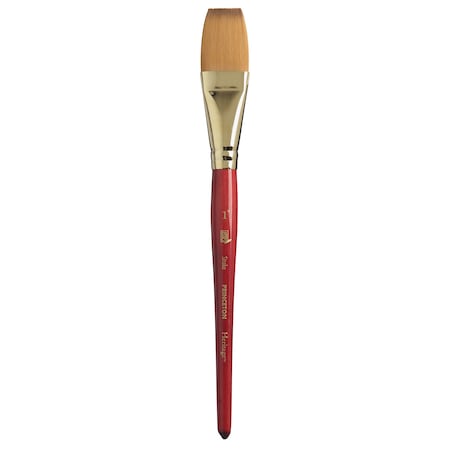 Princeton Heritage Stroke Brush, Synthetic Bristles, Short Handle Watercolor Paintbrush, Scarlet, Size 1 inch P4050ST100