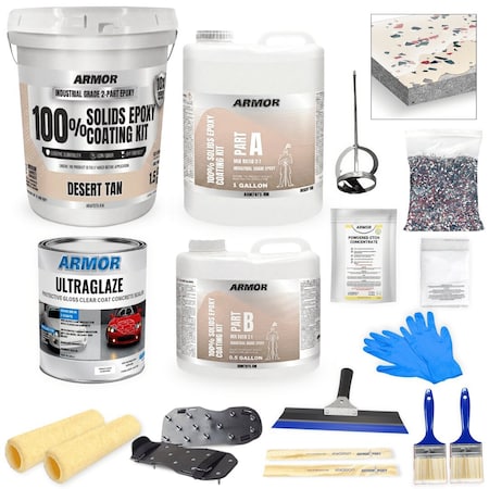 Armorpoxy 17 Pc Epoxy Floor Kit 2-Layer - 300 Sq Ft - Desert Tan TP-KIT-DESTAN-S