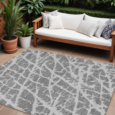 Homeroots 8' X 10' Charcoal Abstract Washable Non Skid Indoor Outdoor Area Rug 559259