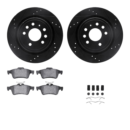 Dynamic Friction Co DFC Rotors-Drilled & Slotted-Black w/ EURO 5000 Ceramic Brake Pads Incl Hdw 8612-65014