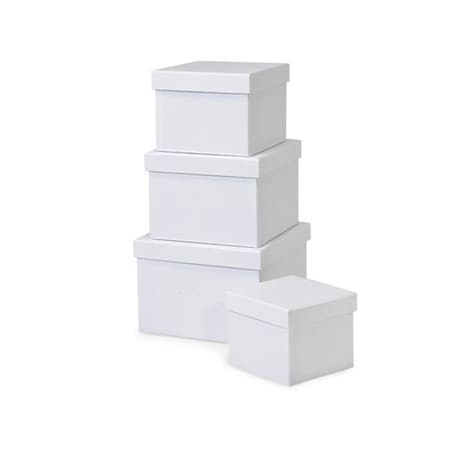 Nashville Wraps White Square Nested Boxes, Large 4 Piece Set NHB4WH