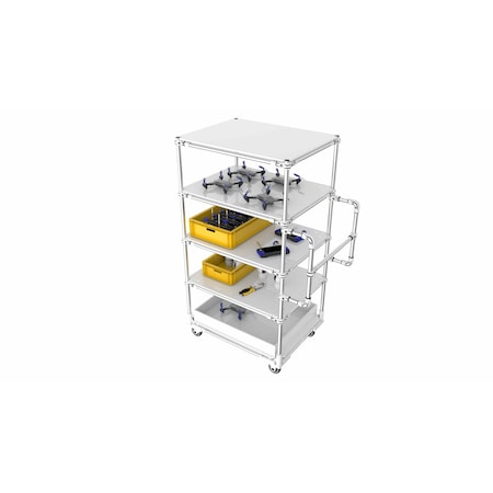 Trilogiq 5-Level Cart With Compartment Level And Vertical Handlebars. 49B-12