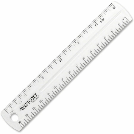 Westcott Rulers, 6" Plastic Ruler - Clear 45016