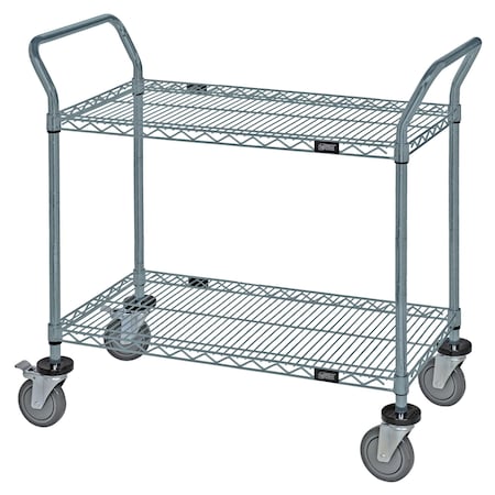 Quantum Storage Systems WIRE SHELVING MOBILE CART W/2 SHELVES GRAY EPOXY WRC-2130GY-2