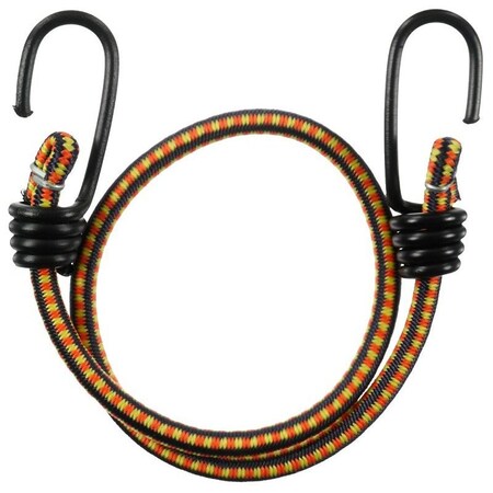 Keeper Bungee Cord, 24 in L, Rubber, Orange/Yellow, Hook End A06025Z