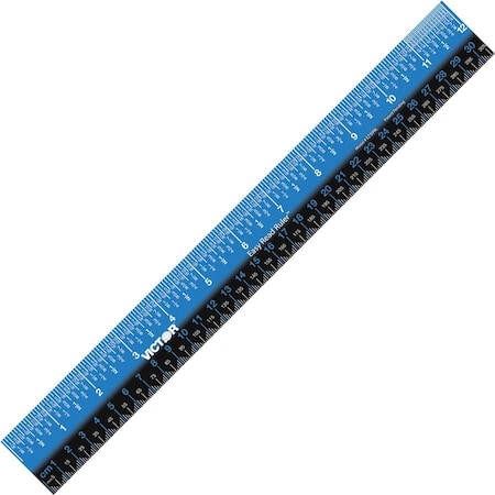 Victor Technology Ruler, Inch, Gloss, White, Plastic, 12in. EZ12PBL