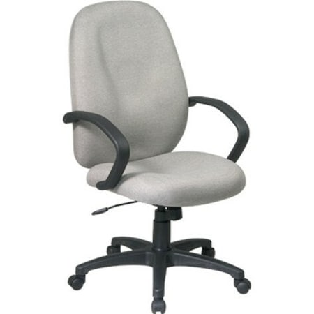 Office Star Exec Chair, Fabric, Gray, 19-23" Seat Ht, Overall Height: 45" EX2654-226
